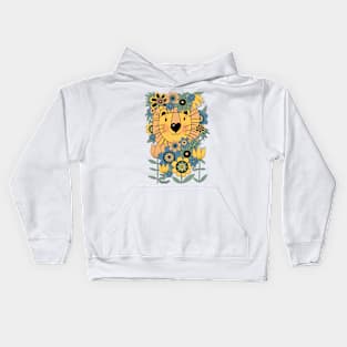 70s flower power lion Kids Hoodie